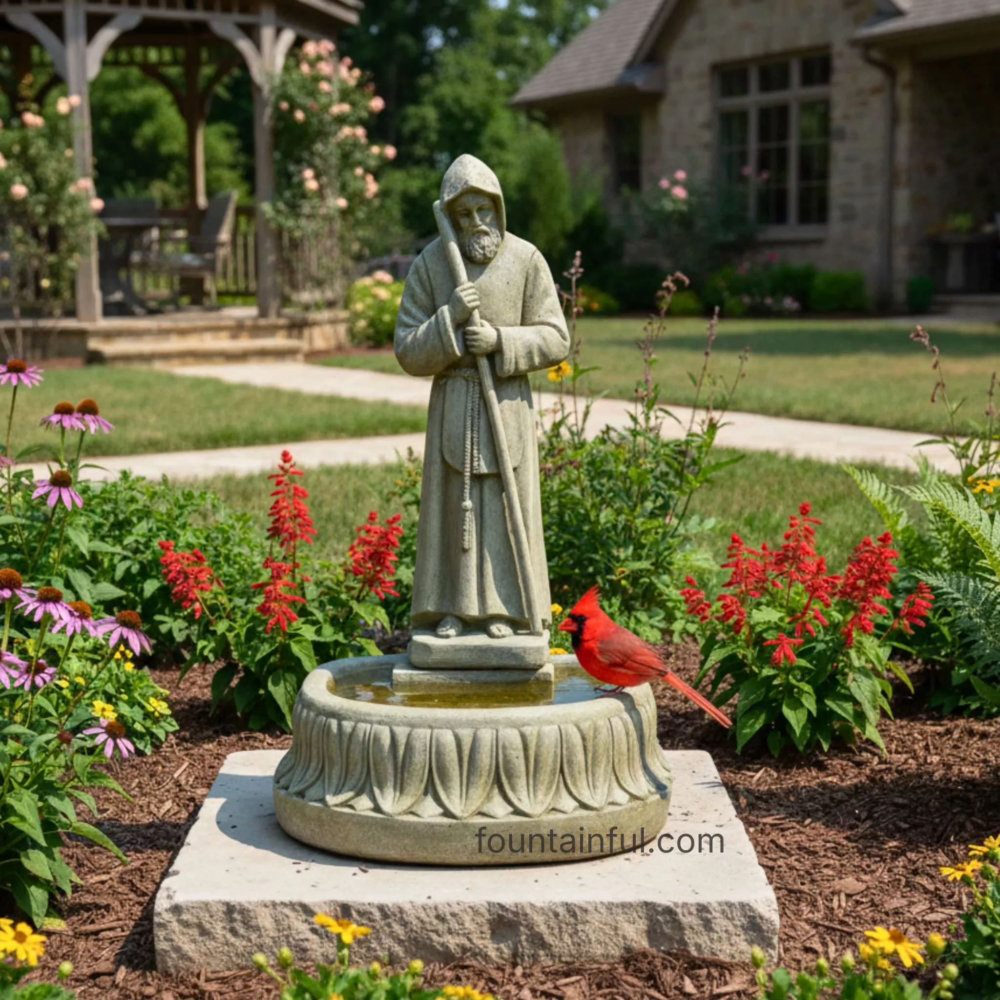 st-francis-concrete-birdbath-pet-waterer-giannini-423 St. Francis Concrete Birdbath &Pet Waterer - Giannini #423
