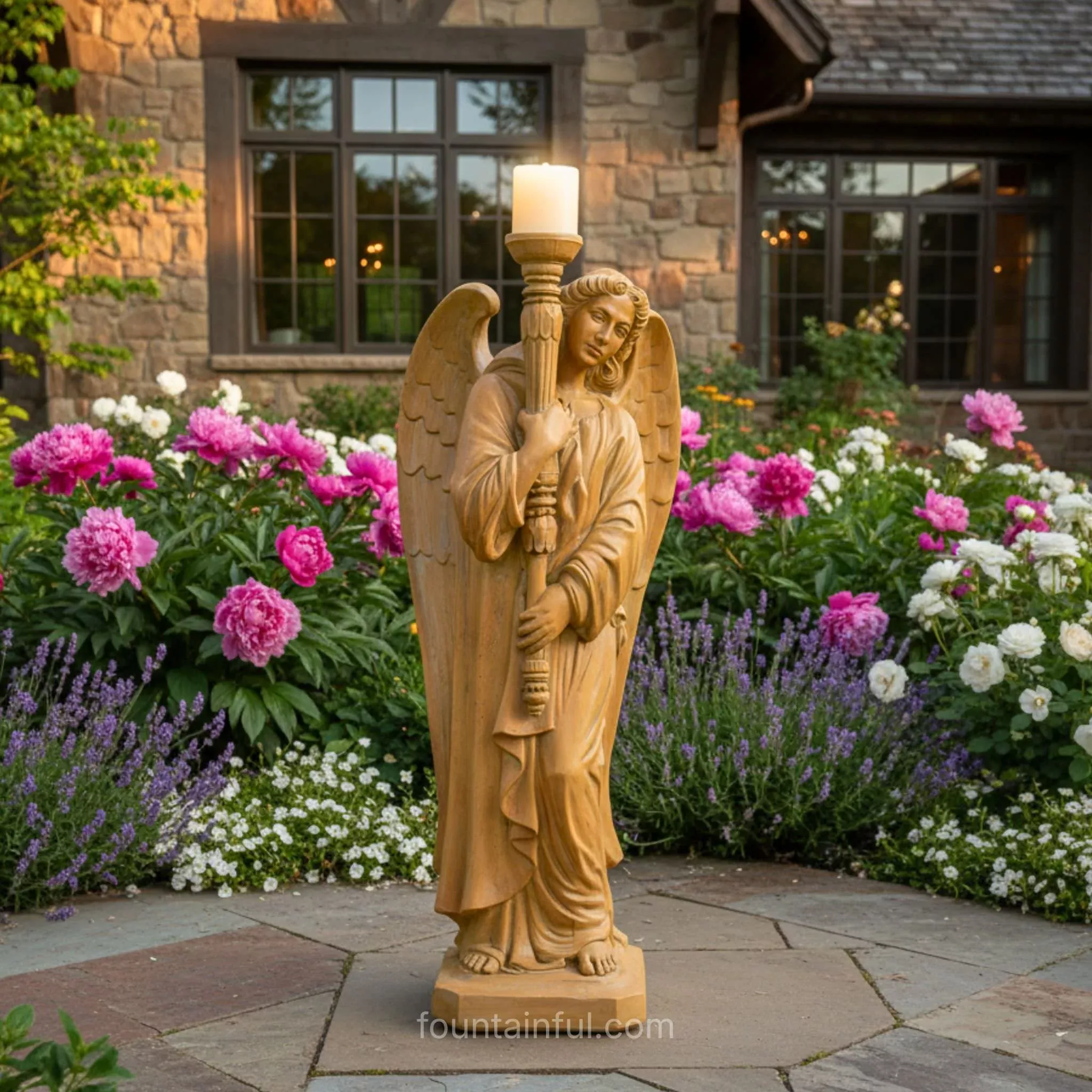 st-michael-concrete-candleholder-statue-giannini-8098 St. Michael Concrete Candleholder Statue - Giannini #8098