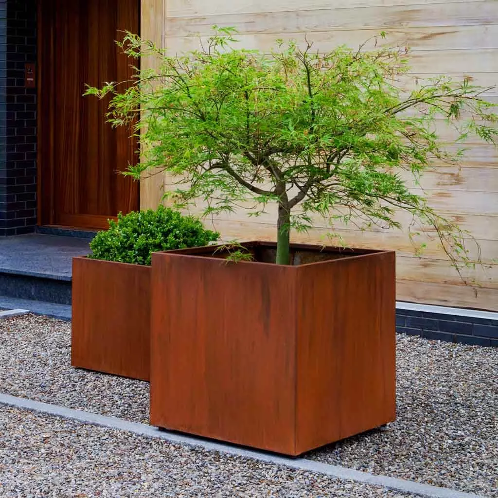 steel-cube-planterby-campania-international Steel Cube PlanterBy Campania International