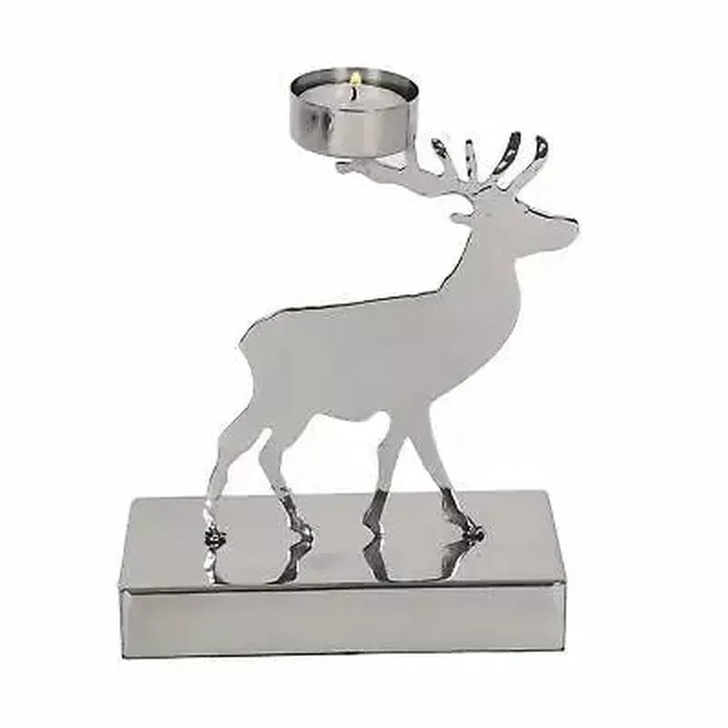 Straits Silver Reindeer Tealight Holder 15cm