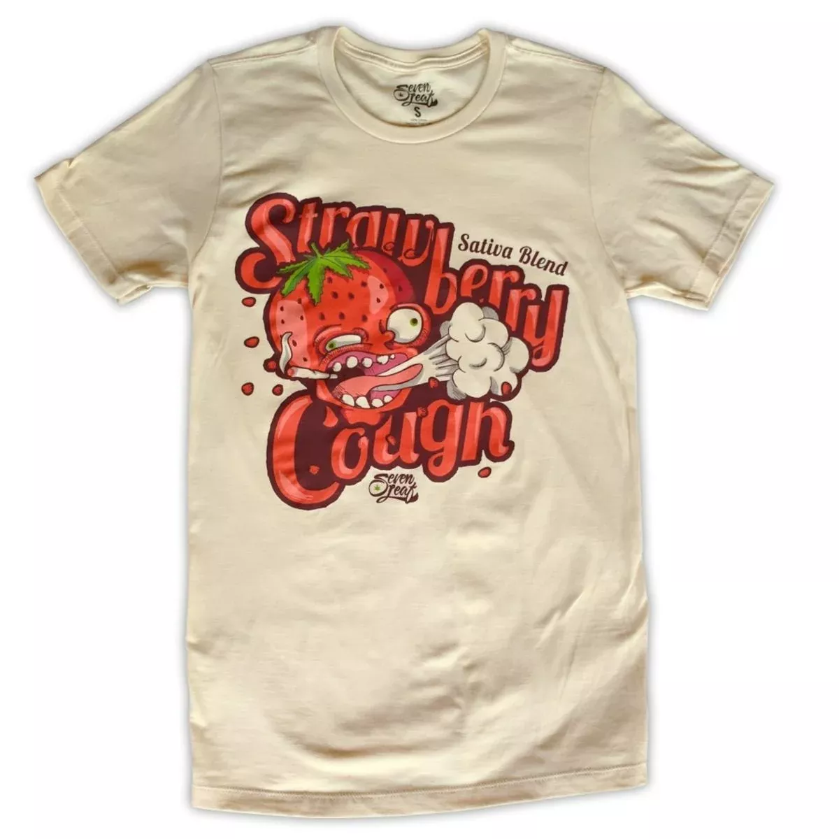 strawberry-cough-strain-seven-leaf-t-shirt-lg Strawberry Cough Strain Seven Leaf T-Shirt LG