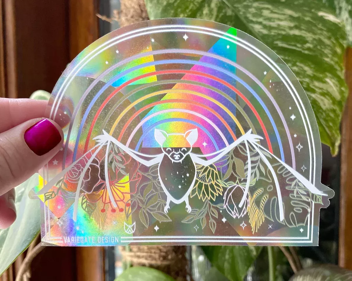 Suncatcher Rainbow Bat Pollinator Window Sticker