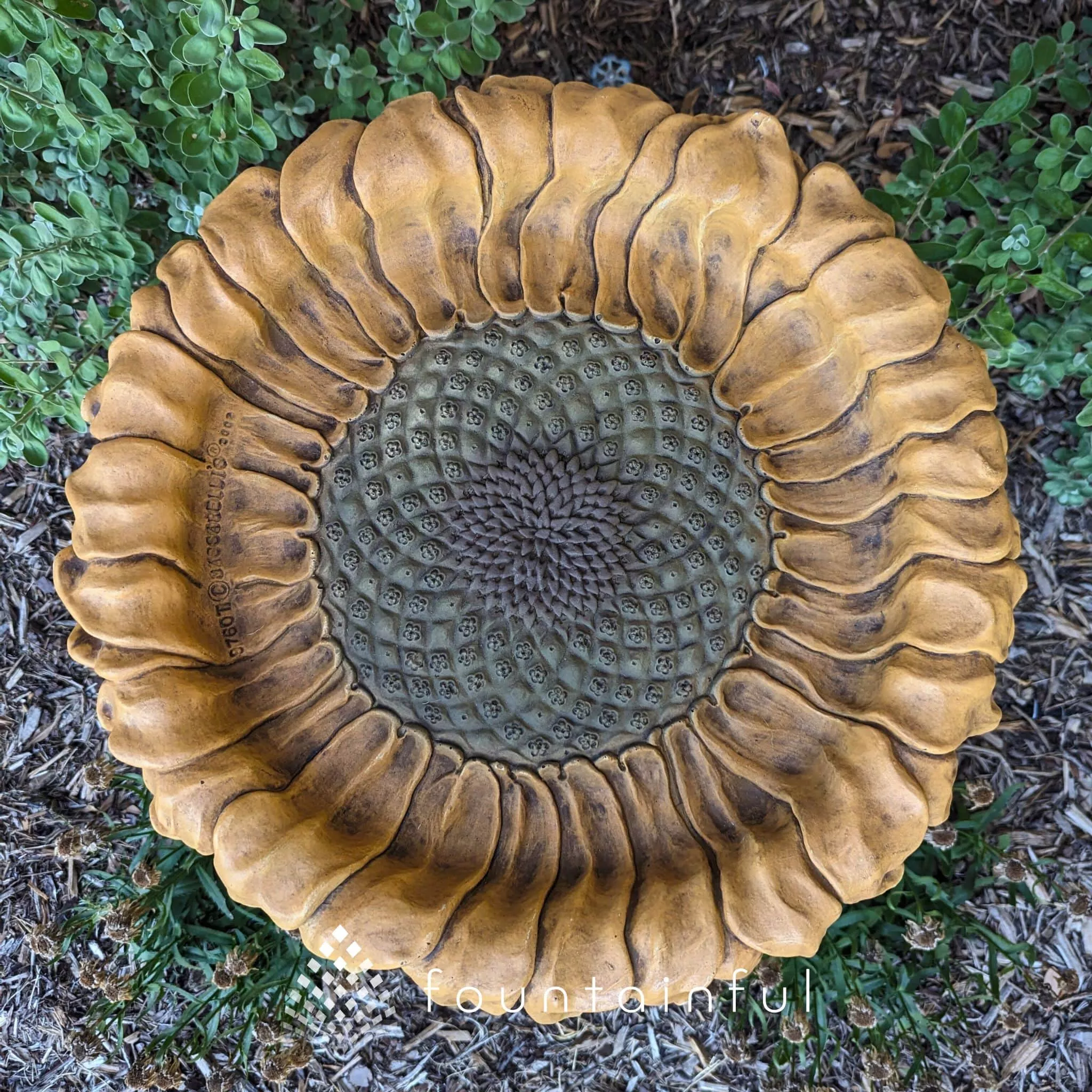 sunflower-2-piece-concrete-bird-bath-massarellis-9760 Sunflower 2-Piece Concrete Bird Bath - Massarellis #9760