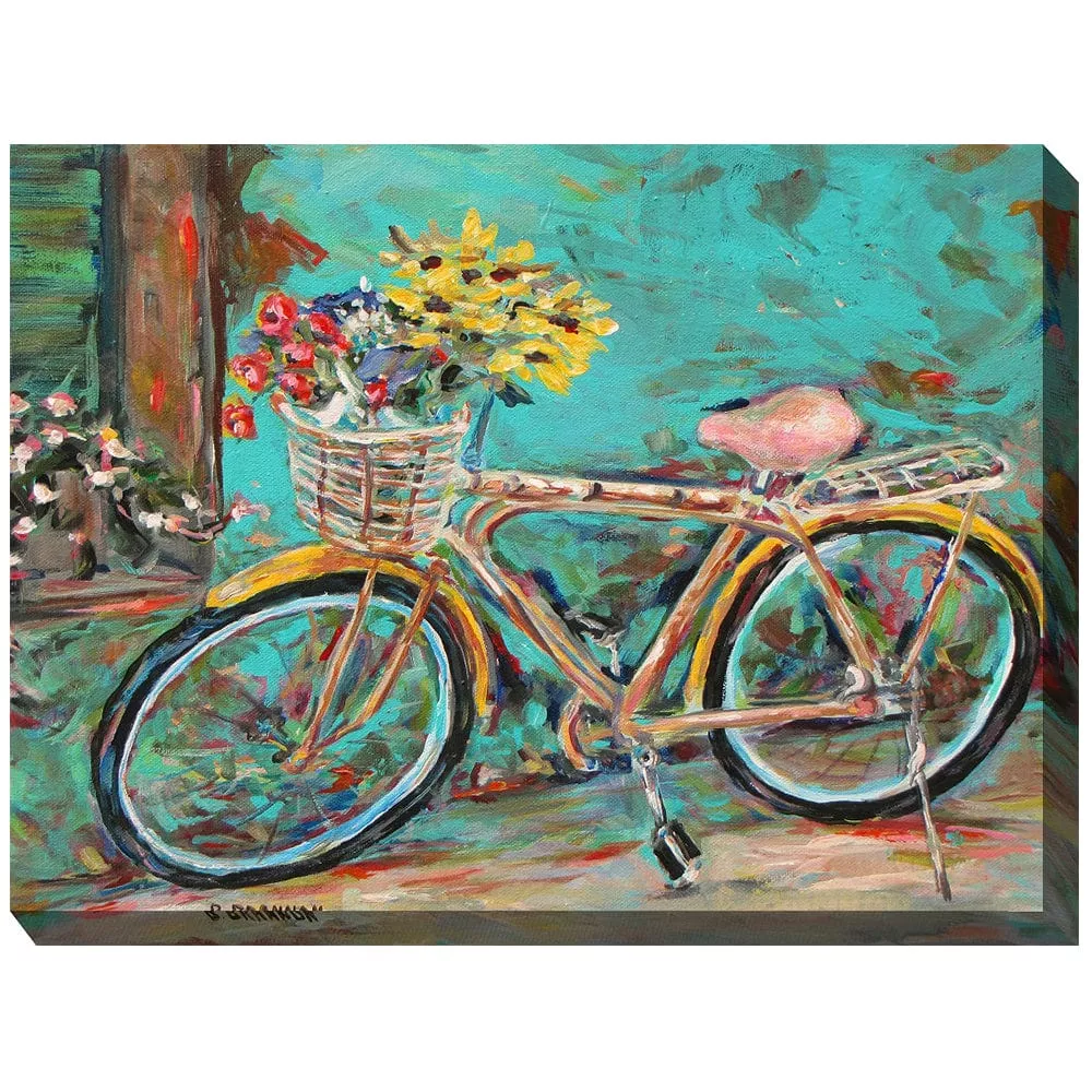 Teal Bicycle Outdoor Canvas Art
