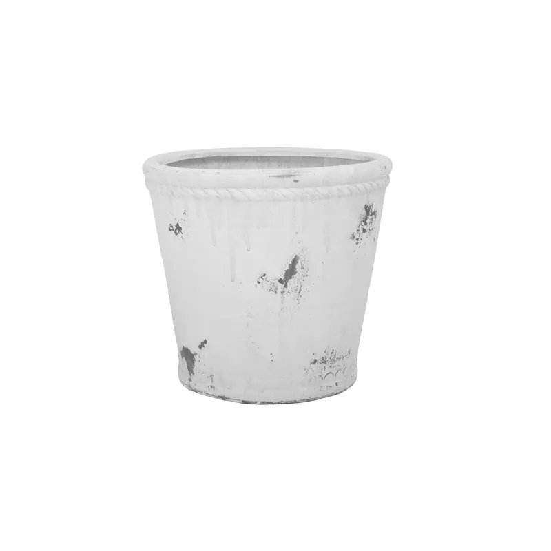 Terracotta Round Pot White-11.00″H White