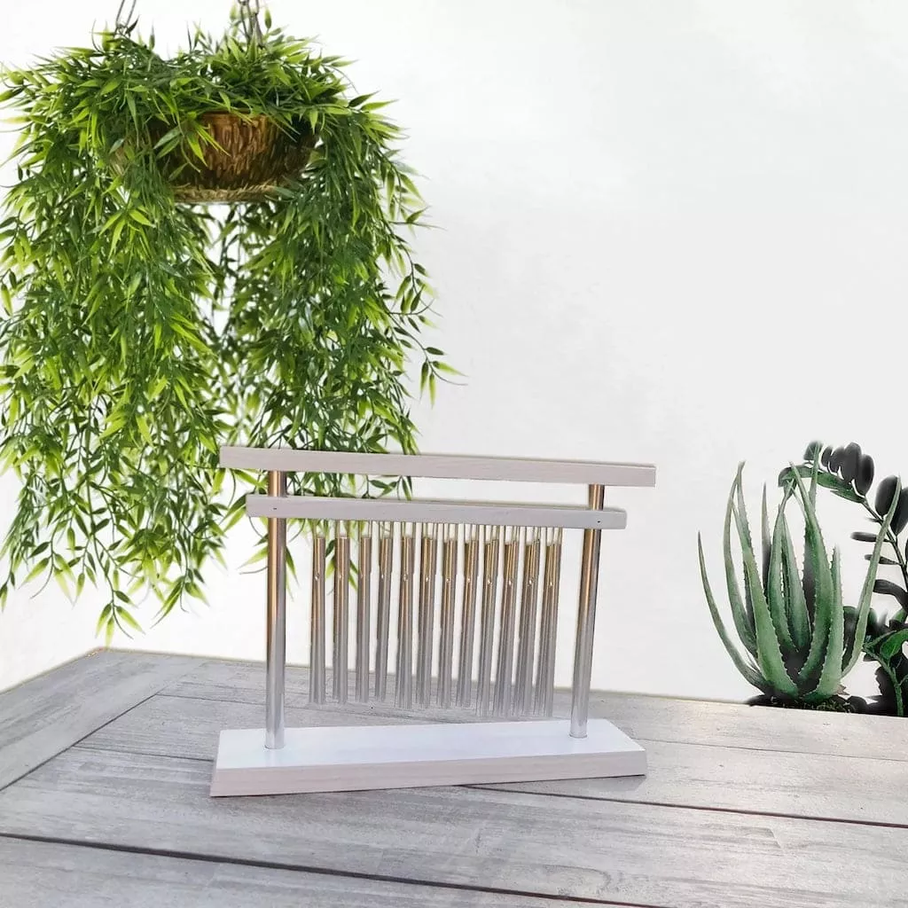 Tranquility Table Wind Chime in White by Woodstock Chimes