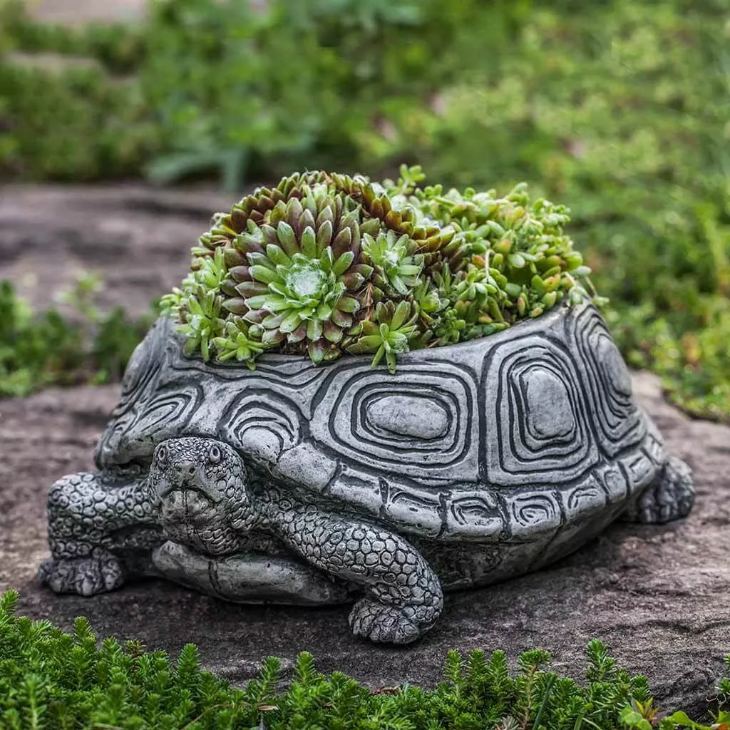 turtle-cast-stone-garden-planter-small Turtle Cast Stone Garden Planter - Small
