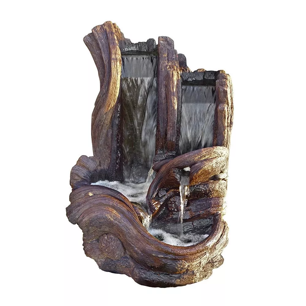Twin Falls Log Garden Water Fountain