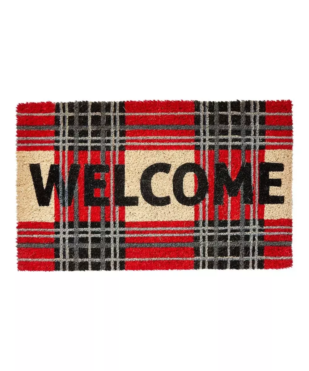 Welcome Plaid Doormat
