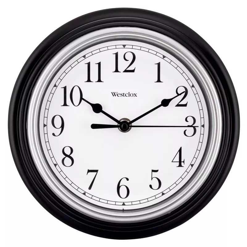 westclox-8-1-2-in-l-x-8-1-2-in-w-indoor-analog-wall-clock-plastic-black-white Westclox 8-1/2 in. L X 8-1/2 in. W Indoor Analog Wall Clock Plastic Black/White