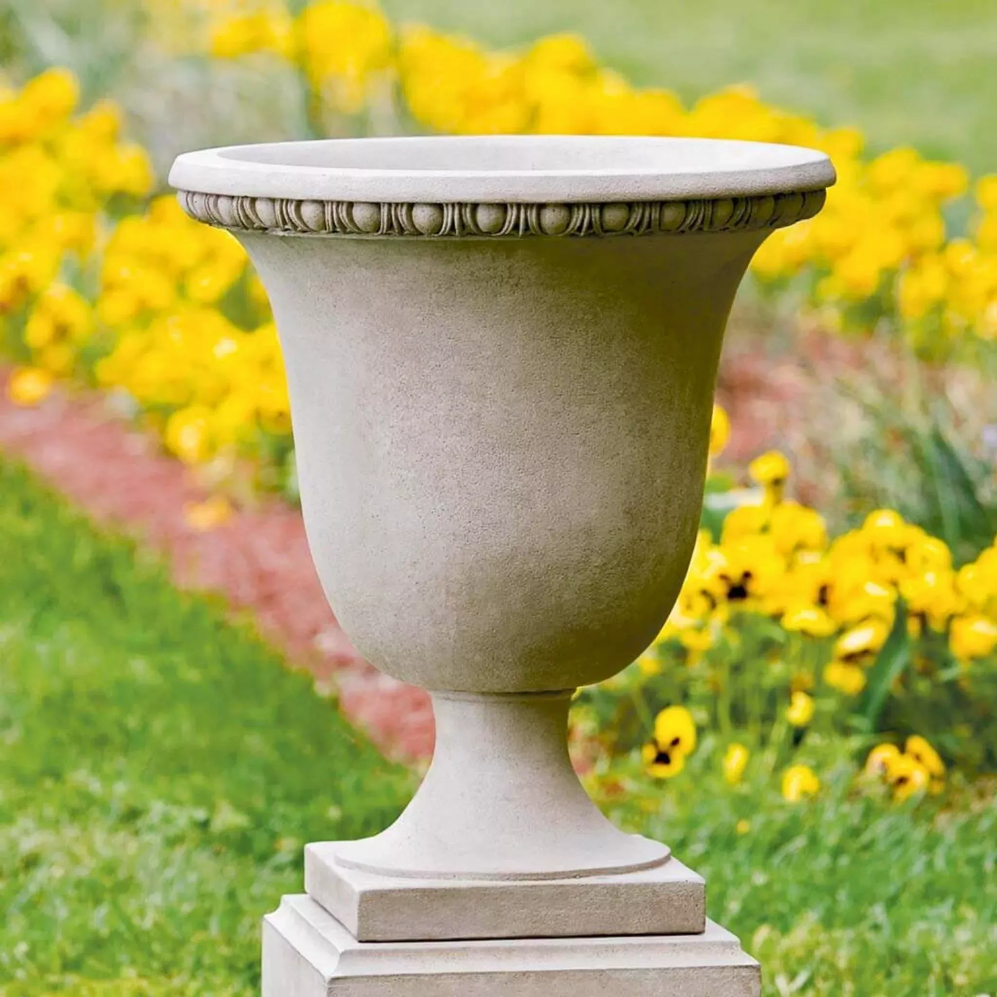 williamsburg-egg-dart-concrete-urn-planter-campania-p467 Williamsburg Egg & Dart Concrete Urn Planter - Campania #P467