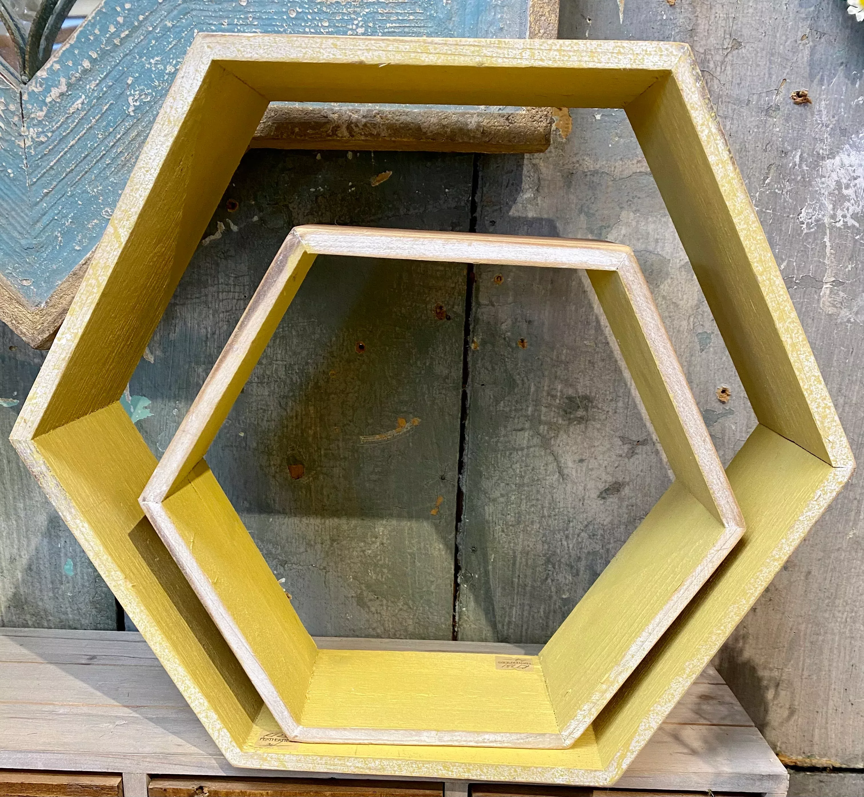 Wooden Hexagon Display Shelves