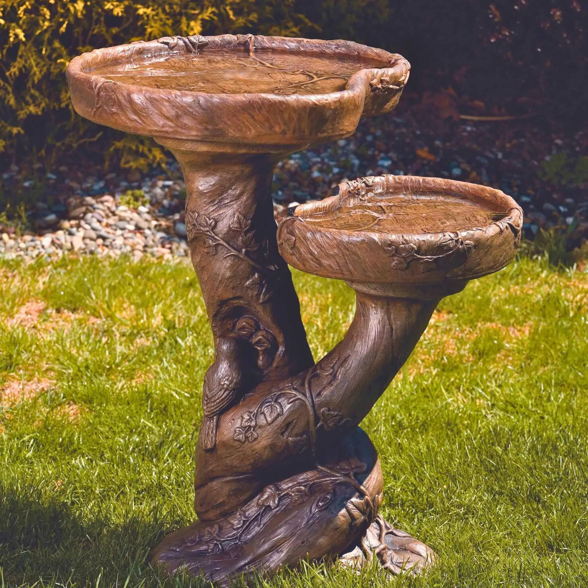Woodscape "Double" Concrete Bird Bath - Massarellis #9150