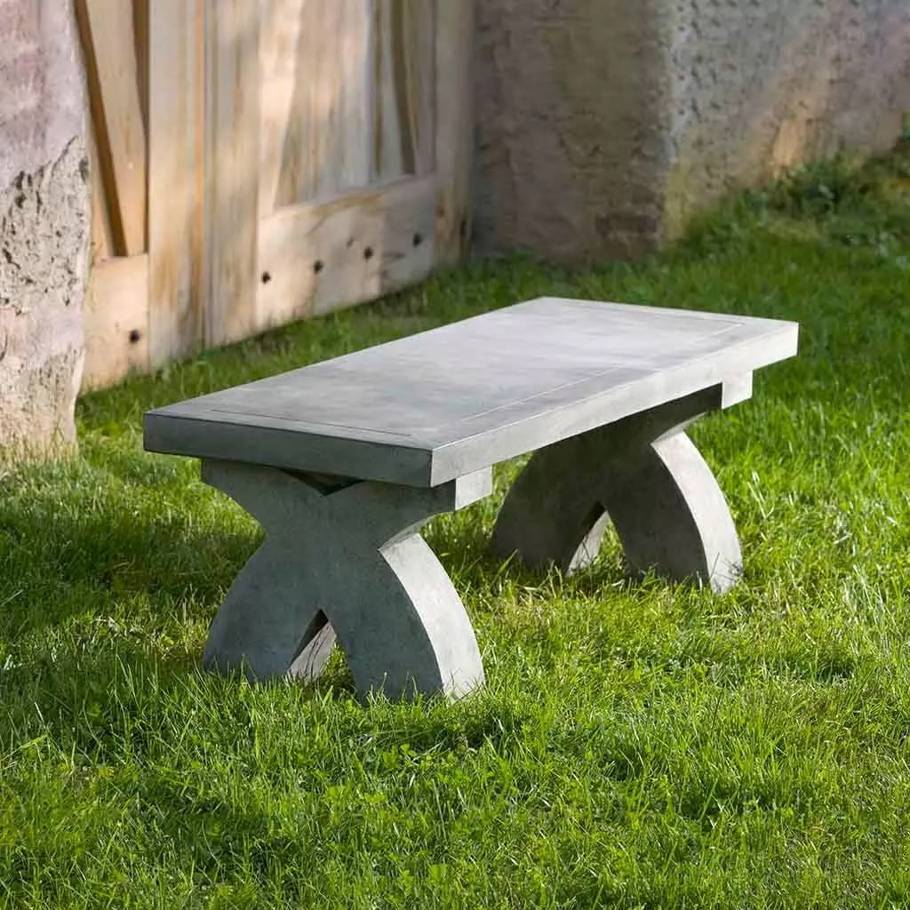 x-garden-stone-bench The X Garden Stone Bench