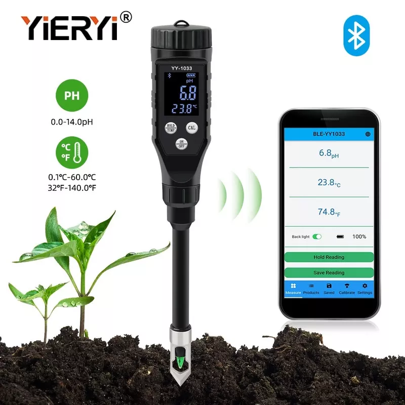 yieryi-smart-bluetooth-soil-ph-temp-meter-yy-1033-garden-potted-plants-acidity-d Yieryi Smart Bluetooth Soil PH TEMP Meter YY-1033 Garden Potted Plants Acidity Data Logger Monitor for Orchard Greening Farms Smart Soil PH Meter